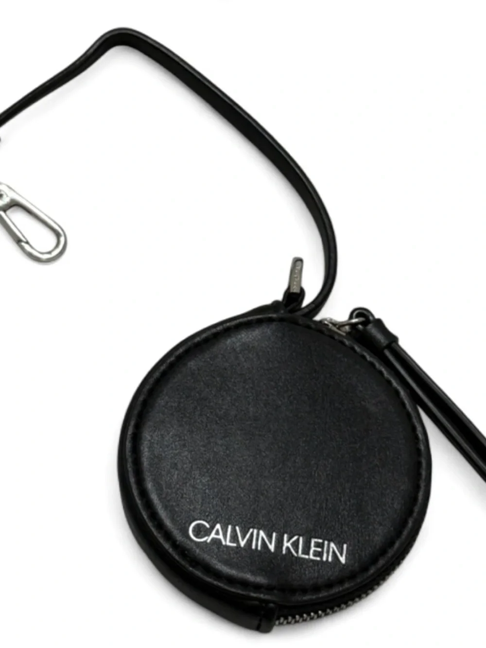 CALVIN KLEIN Millie Round Coin Pouch Keychain-Black-Sleek Minimalist